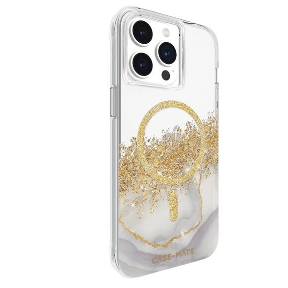iPhone 15 Pro Max Case Mate Karat Marble MagSafe 6.7" Clear Marble Gold Glitter - Picture 2 of 9